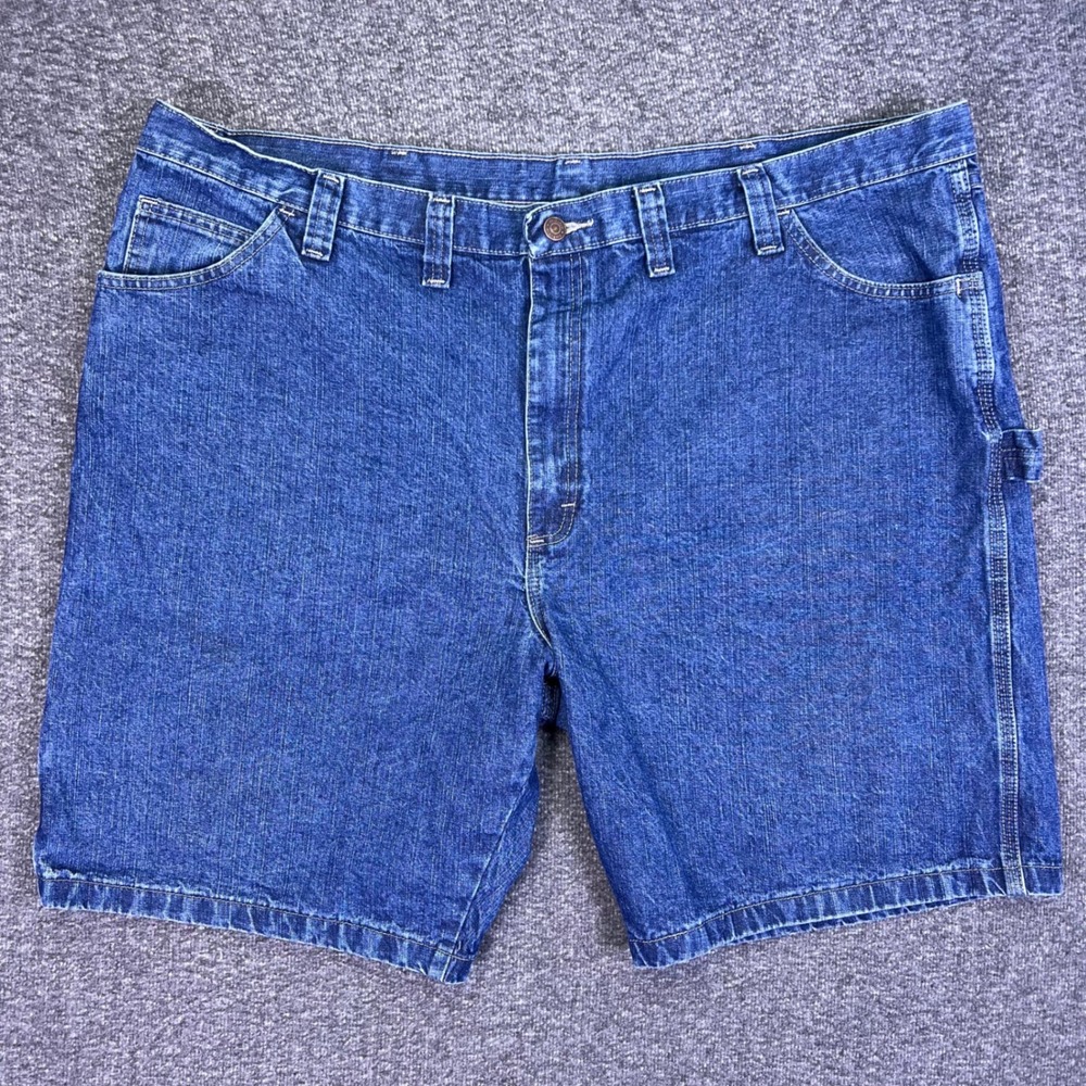 Wrangler Carpenter Shorts Mens 46 Blue Denim Jean Workwear Utility Jorts Baggy